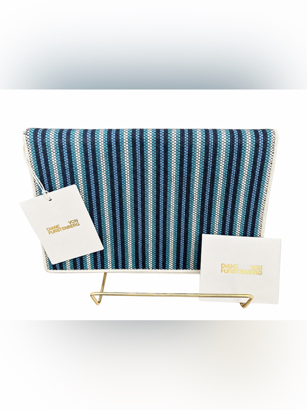 Diane Von Furstenberg DVF Woven Stripe Envelope Clutch Bag NWT $268 Retail